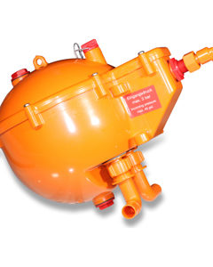 Ball tank with flushing system 2 outlets for cage management